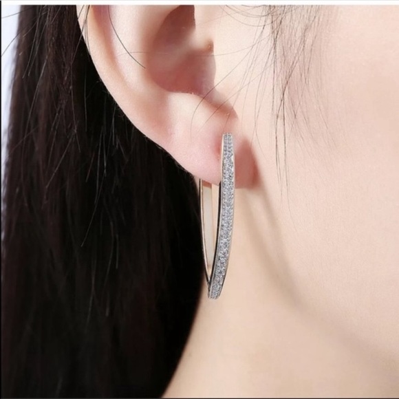 Jewelry - 14K Gold Plated V-Shaped Hoop Earrings